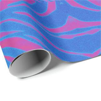 Boho Tijgerstreep Roze en Blauw Cadeaupapier