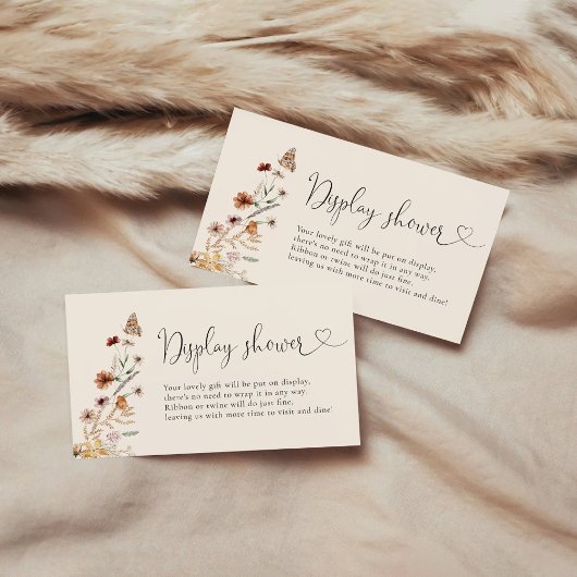 Boho Tiny Wildflower Baby shower Display Informatiekaartje