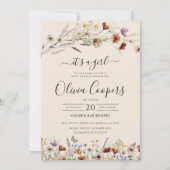 Boho Tiny Wildflower Baby shower Uitnodiging (Voorkant)