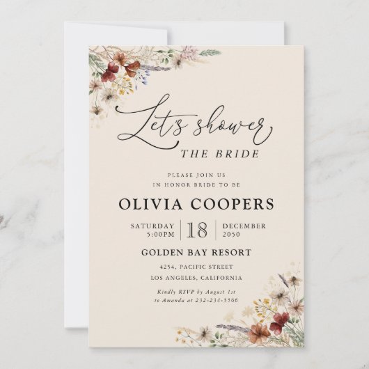 Boho Tiny Wildflower Bruidsdouche Uitnodiging (Voorkant)