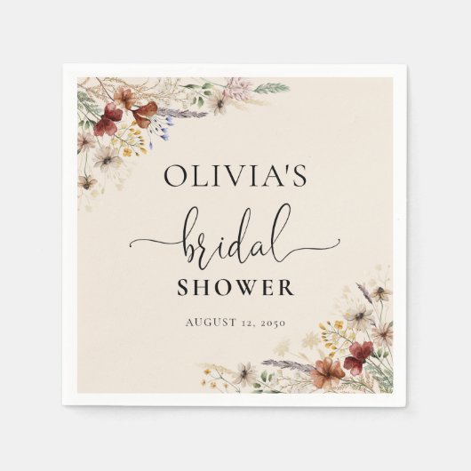 Boho Tiny Wildflower Bruidsfeest Servet van Papier (Voorkant)