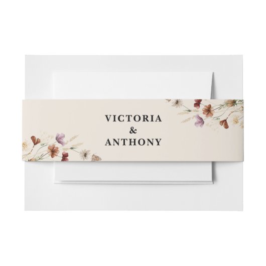 Boho Tiny Wildflower Bruiloft Belly Band Uitnodigingen Wikkel (Voorkant Voorbeeld)
