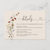 Boho Tiny Wildflower bruiloft details Informatiekaartje (Voorkant)