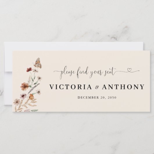 Boho Tiny Wildflower Bruiloft Hoofd Tafel Teken (Voorkant)