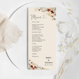 Boho Tiny Wildflower Bruiloft Menu