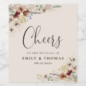 Boho Tiny Wildflower Bruiloft Wijn Label Etiket (Enkel label)