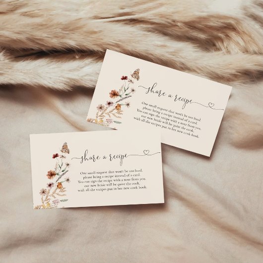 Boho Tiny Wildflower Bruiloftsfeest Recept Verzoek Informatiekaartje