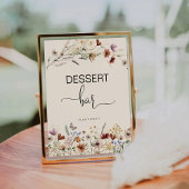 Boho Tiny Wildflower Dessert Bar Teken Reclamebord Met Voetstuk