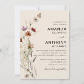 Boho Tiny Wildflower huwelijksceremonie uitnodigin Kaart (Voorkant)