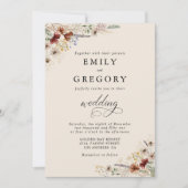 Boho Tiny Wildflower huwelijksceremonie uitnodigin Kaart (Voorkant)