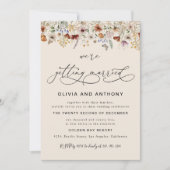 Boho Tiny Wildflower huwelijksceremonie uitnodigin Kaart (Voorkant)