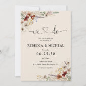 Boho Tiny Wildflower huwelijksceremonie uitnodigin Kaart (Voorkant)