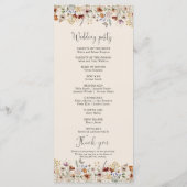 Boho Tiny Wildflower huwelijksprogramma Programmakaart (Achterkant)
