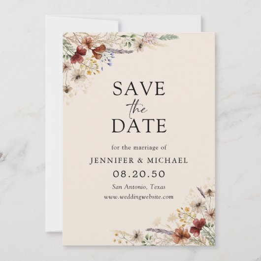 Boho Tiny Wildflower Sla de datum Kaart (Voorkant)