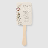 Boho Tiny Wildflower Trouwprogramma Hand Fan Handwaaier (Voorkant)