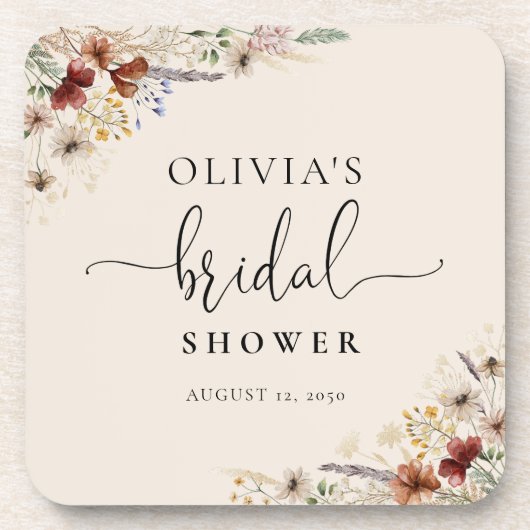 Boho Tiny Wildflower Vrijgezellenfeest Bier Onderzetter (Voorkant)