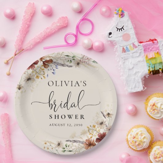 Boho Tiny Wildflower Vrijgezellenfeest Papier Bord (Feest)