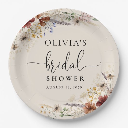 Boho Tiny Wildflower Vrijgezellenfeest Papier Bord (Voorkant)