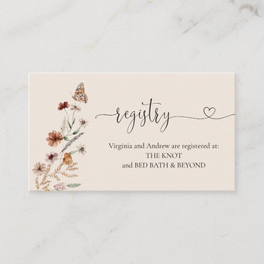 Boho Tiny Wildflower Vrijgezellenfeest Register Informatiekaartje (Voorkant)