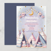 Boho Tipee Meiden Slaapfeestje Pyjama Party Kaart (Voorkant / Achterkant)