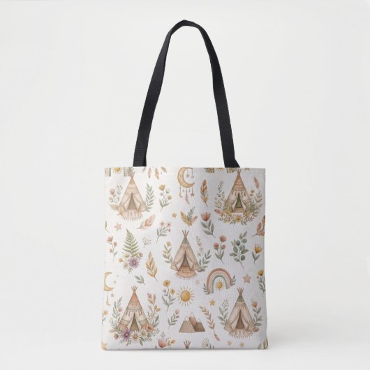 Boho Tipi op maat naam baby tas (Voorkant)