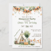 Boho tipi tent logeerpartij verjaardagsfeestje kaart (Voorkant)