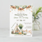 Boho tipi tent logeerpartij verjaardagsfeestje kaart (Staand voorkant)