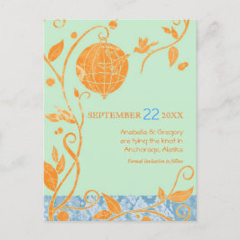 Boho Tortelduifjes Mint Wedding Save the Date Aankondigingskaart