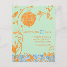 Boho Tortelduifjes Mint Wedding Save the Date Aankondigingskaart