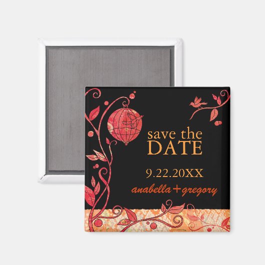Boho Tortelduifjes Wedding Save the Date Magneet (Voorkant / Achterkant)