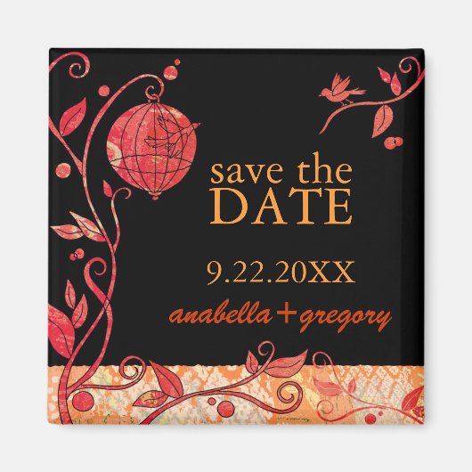 Boho Tortelduifjes Wedding Save the Date Magneet (Voorkant)