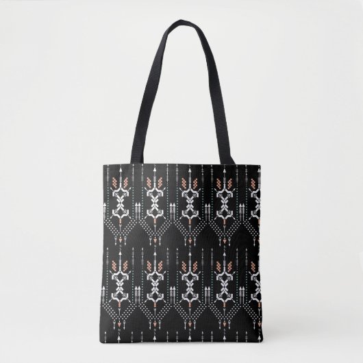 Boho Totem Patroon Zwarte Tote Tas (Voorkant)