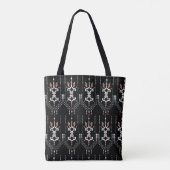 Boho Totem Patroon Zwarte Tote Tas (Achterkant)