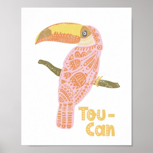 Boho Toucan Folk Pink Inspirerend Quote Pun Poster (Voorkant)