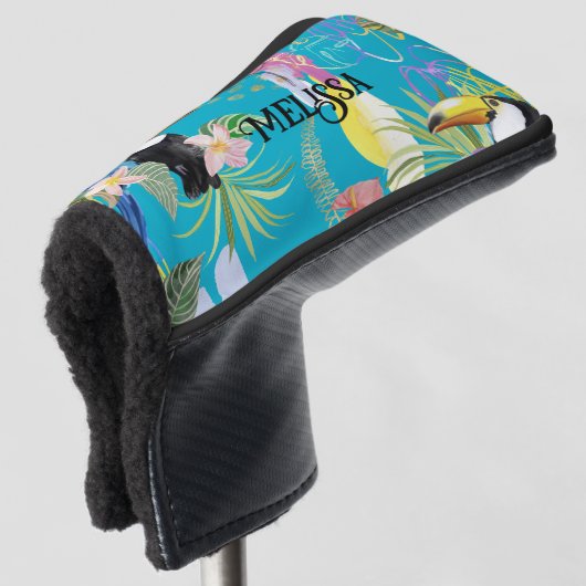 Boho Toucan Tropical Floral Golfheadcover (3/4 voorkant)
