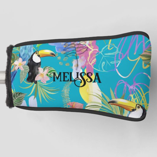 Boho Toucan Tropical Floral Golfheadcover (Voorkant)