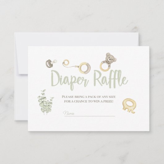 Boho Toys Baby shower Boy Diaper Raffle Card Kaart (Voorkant)
