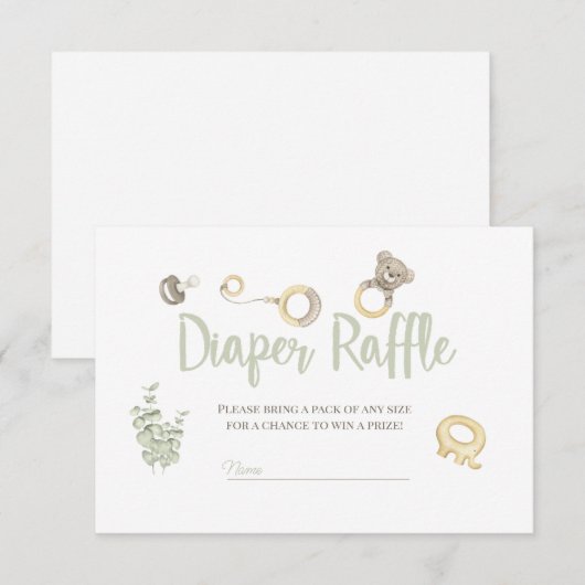 Boho Toys Baby shower Boy Diaper Raffle Card Kaart (Voorkant / Achterkant)