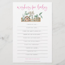 Boho Toys Pink Wishes for Baby shower Game