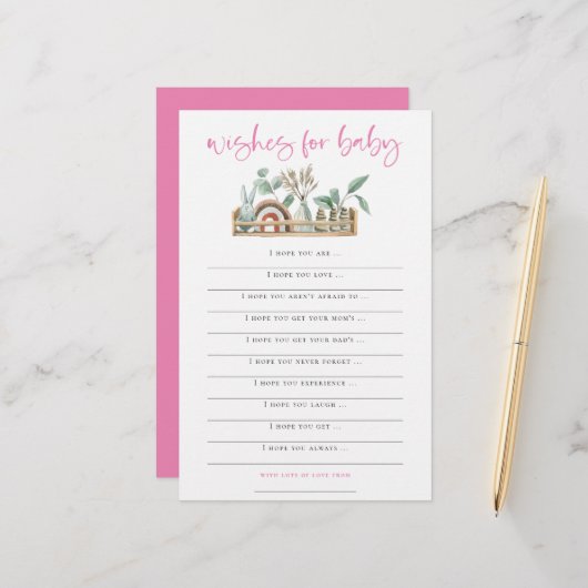 Boho Toys Pink Wishes for Baby shower Game (Voorkant / Achterkant in situ)