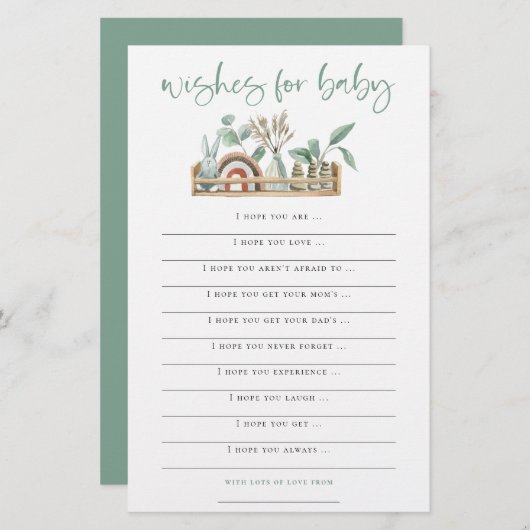 Boho Toys Sage wil Baby shower gamen (Voorkant / Achterkant)