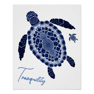 Boho Tranquility Zee Turtle Family Glossy Poster