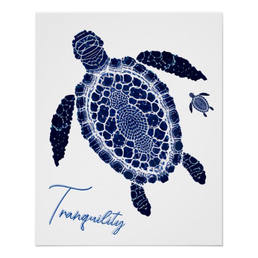 Boho Tranquility Zee Turtle Family Glossy Poster (Voorkant)