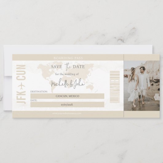 Boho Travel Boarding Pass Bestemming Opslaan van d Kaart (Voorkant)