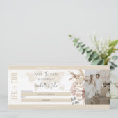 Boho Travel Boarding Pass Bestemming Opslaan van d Kaart (Staand voorkant)