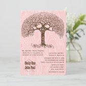 Boho Tree Crabapple Pink Wood grain Wedite Kaart (Staand voorkant)