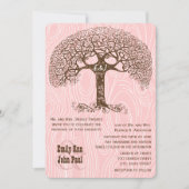 Boho Tree Crabapple Pink Wood grain Wedite Kaart (Voorkant)
