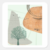 Boho Tree Vierkante Sticker (Voorkant)