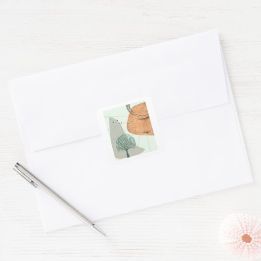 Boho Tree Vierkante Sticker (Envelop)