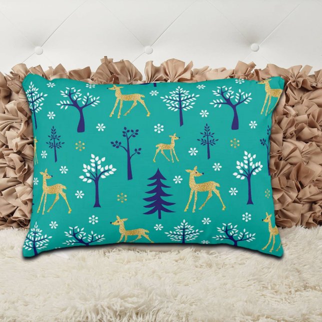Boho Trees Gold Deers Modern Accent Kussen (Creator heeft geüpload)